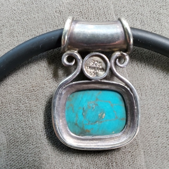 Turquoise Lapiz and Sterling Silver Necklace - Picture 3 of 5